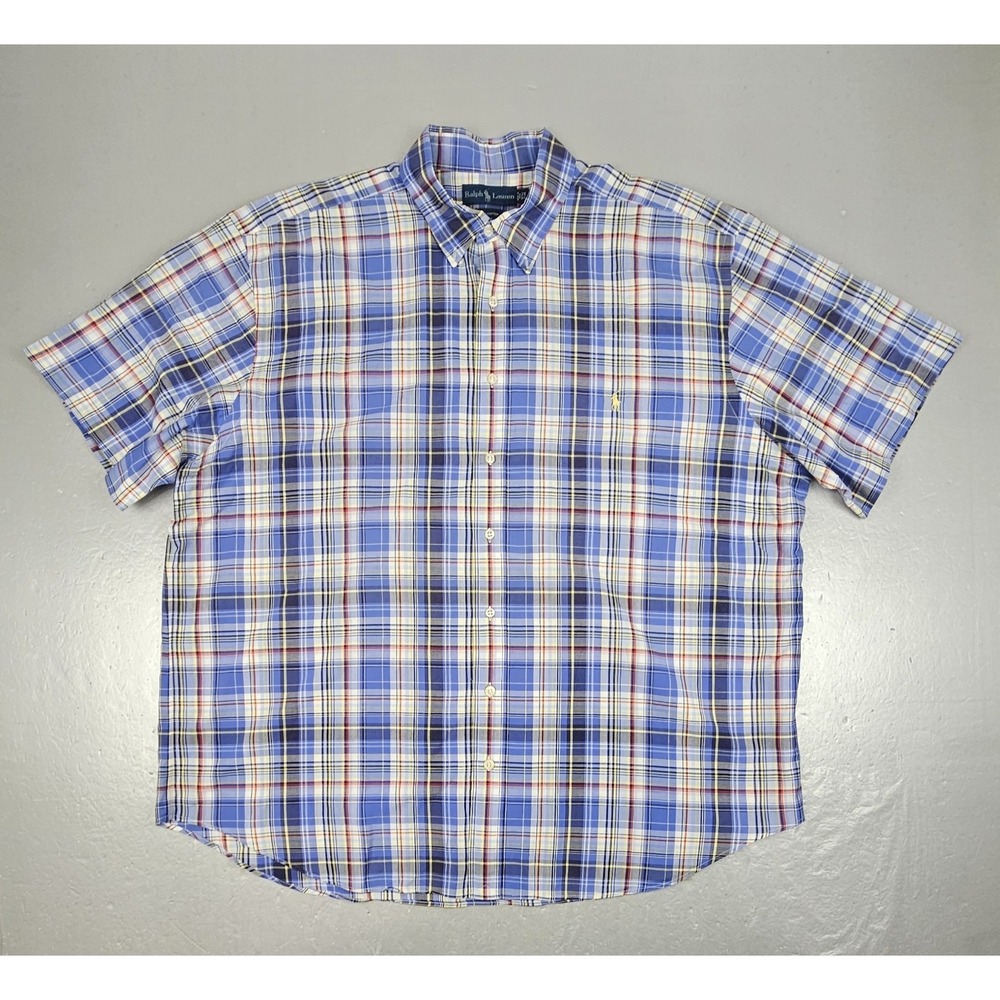 Ralph Lauren Button Down Shirt Mens XXL Blake Blue Green Multicolor Plaid S/S
